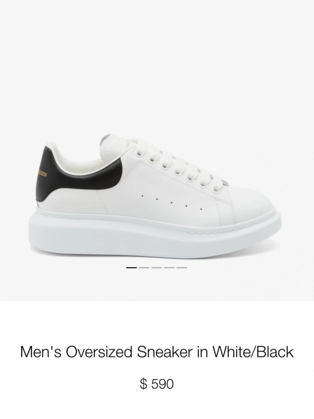 Alexander McQueen White Leather Sneakers with Black Heel Tab